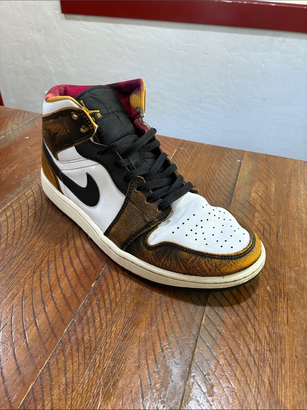 Nike Men’s Air Jordan 1 High — White, Black & Gold